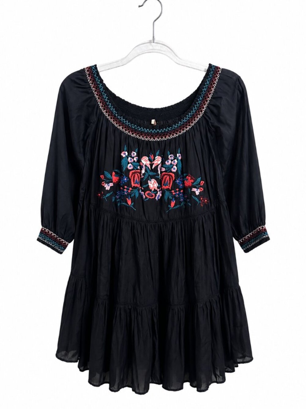 Free People EUC Black Embroidered Dress